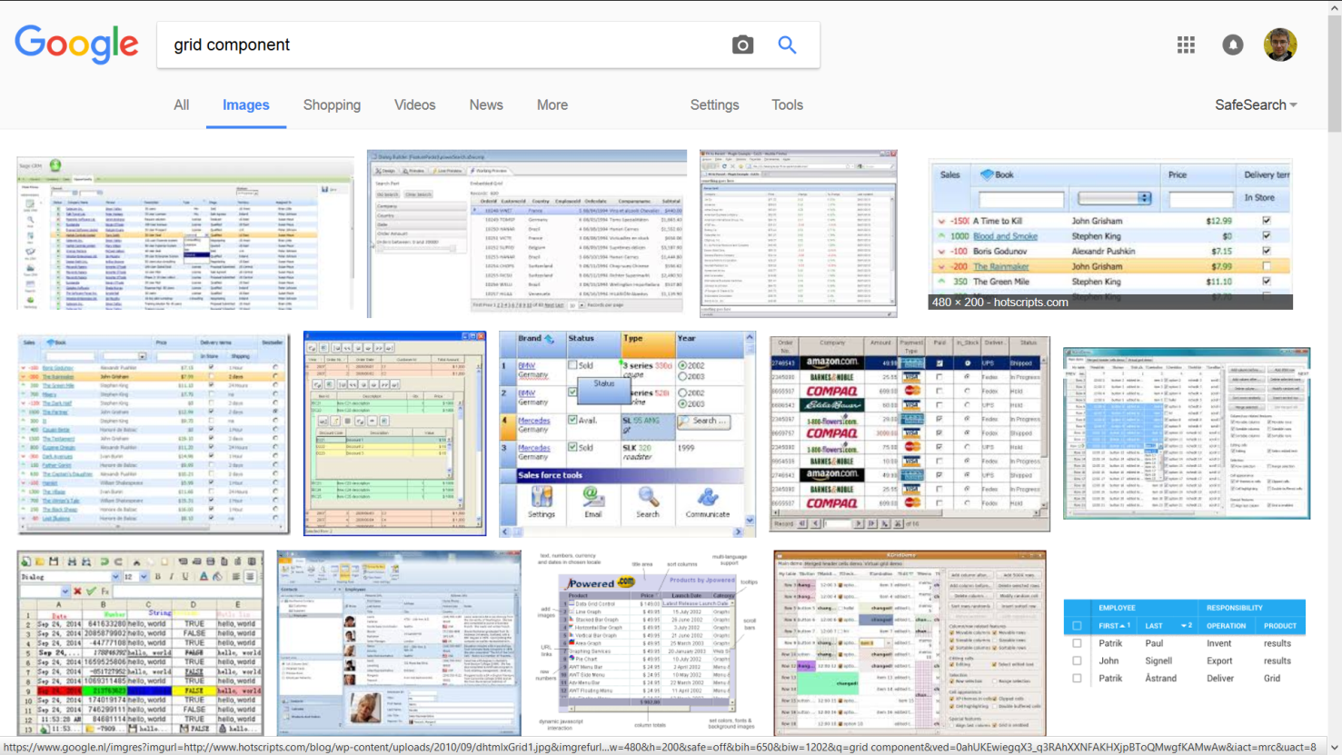 The result of the Google image search by &apos;grid component&apos; keyword