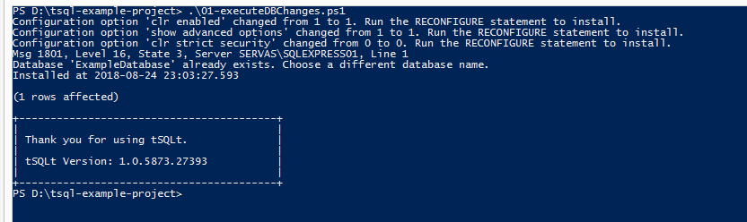 Configuring MSSQL database and tSQLt