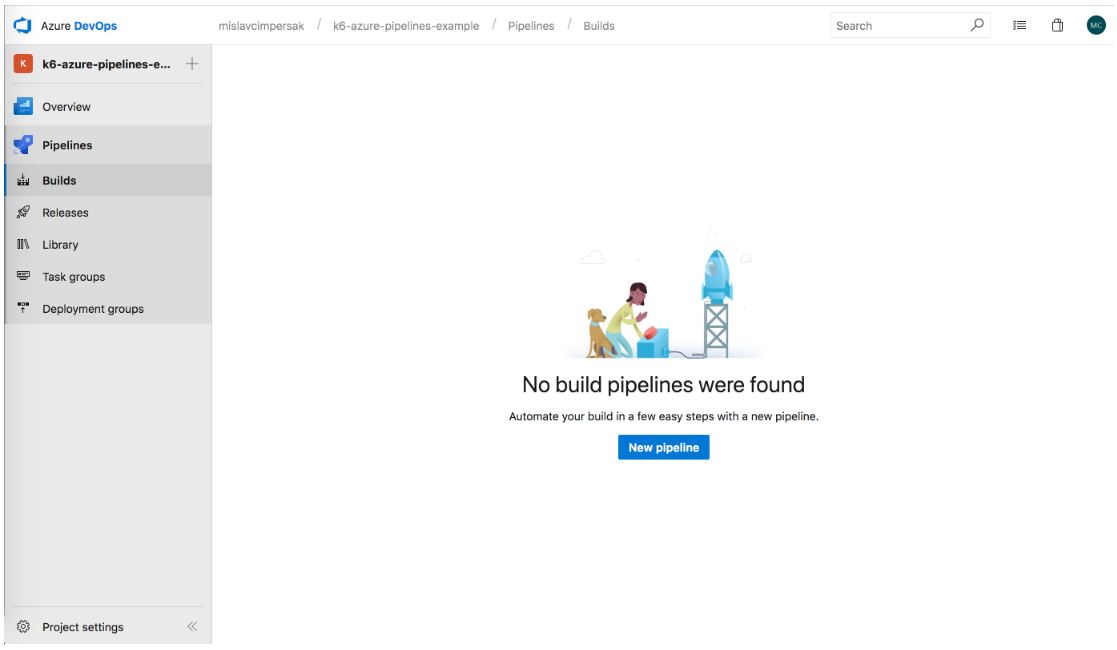 Azure DevOps Create New Pipeline Screen