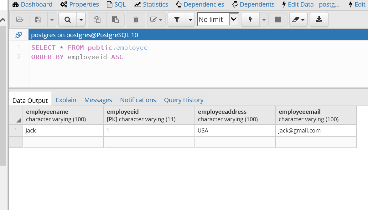 spring postgres connection