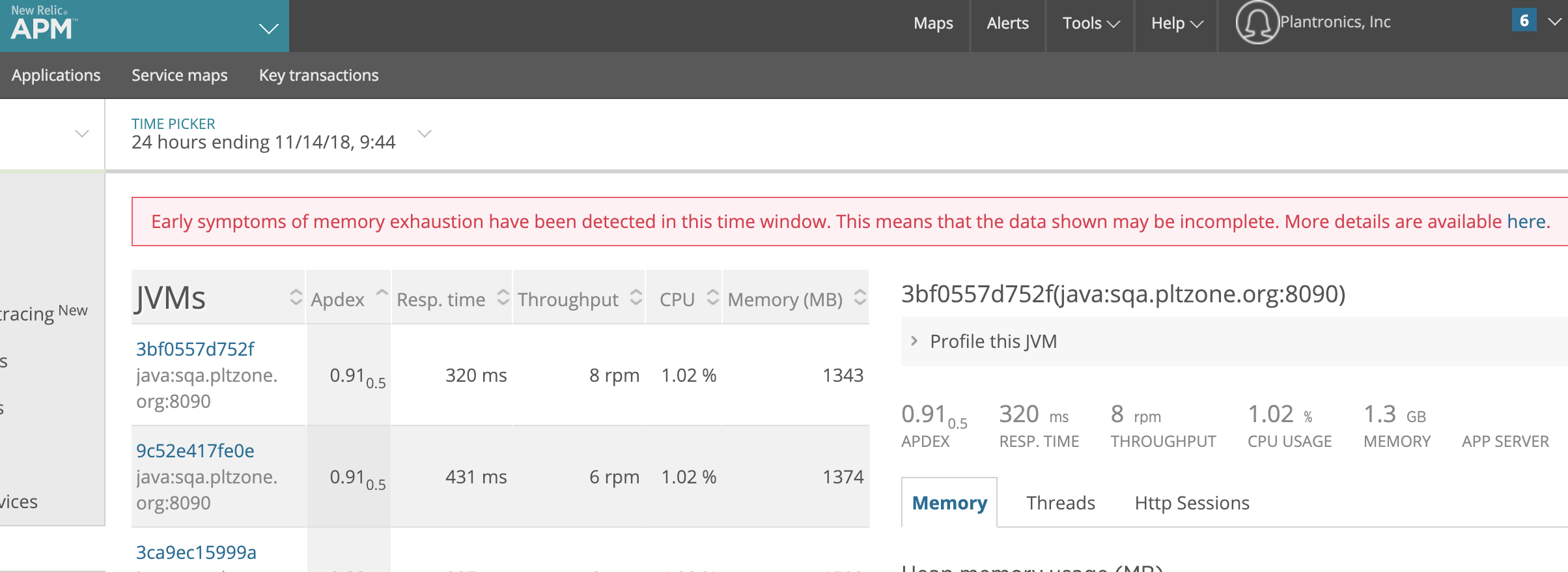 New Relic Memory Exhaustion