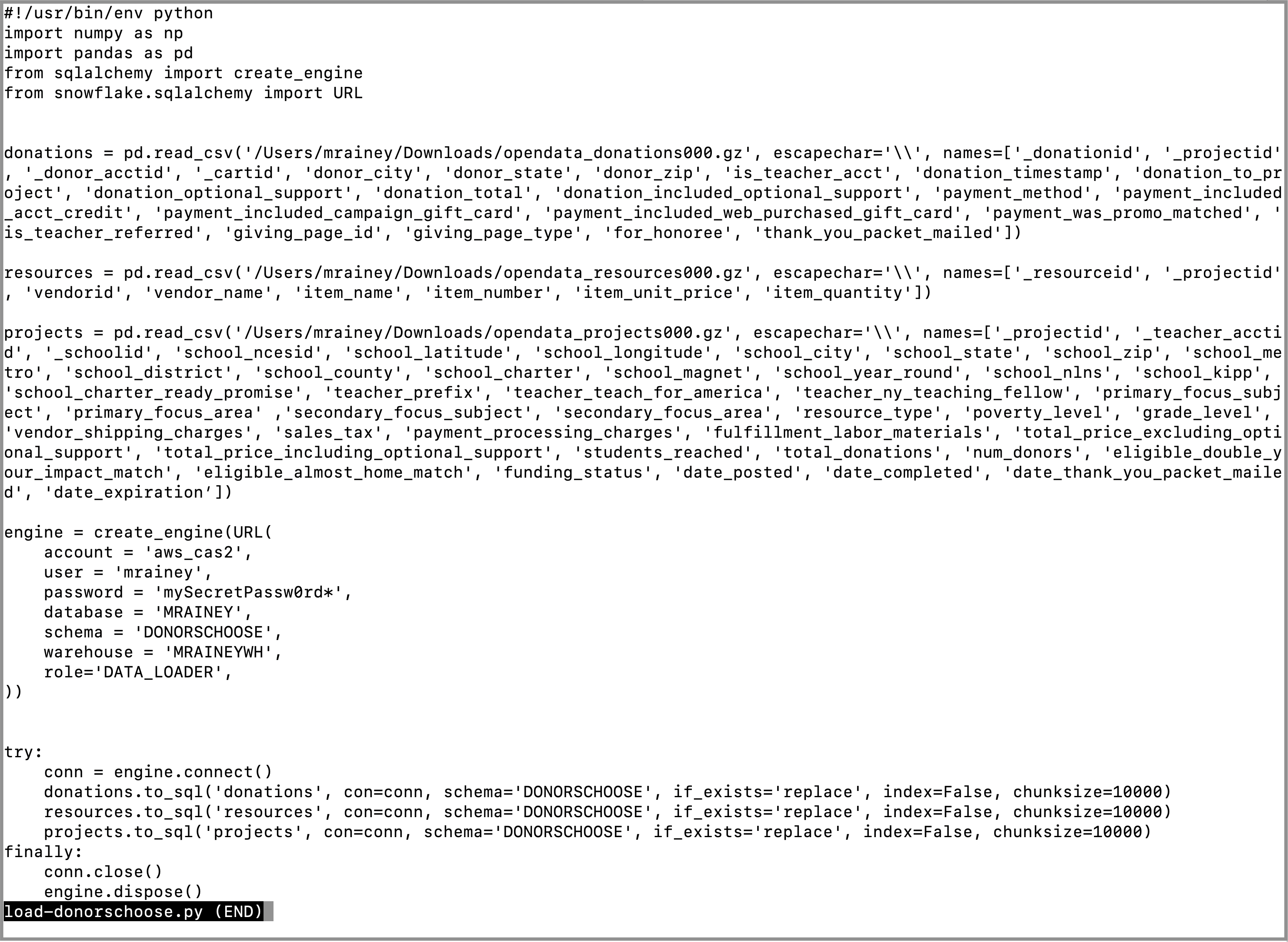 source code: https://github.com/Michaelrainey/snowflake/blob/master/load-donorschoose.py