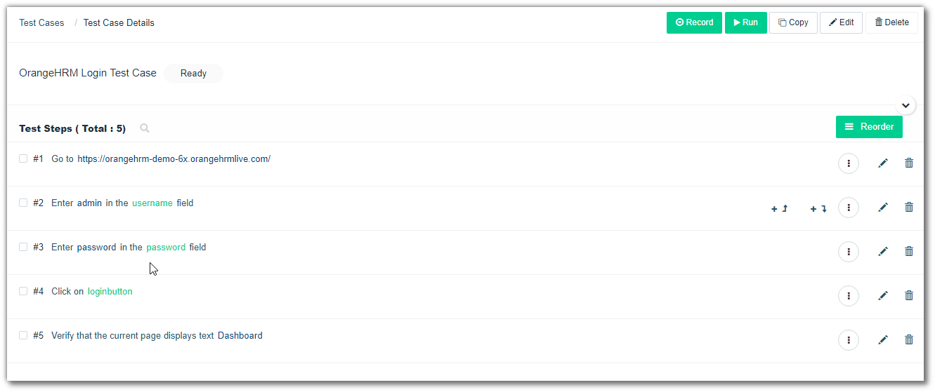 OrangeHRM Login Test Steps - Testsigma