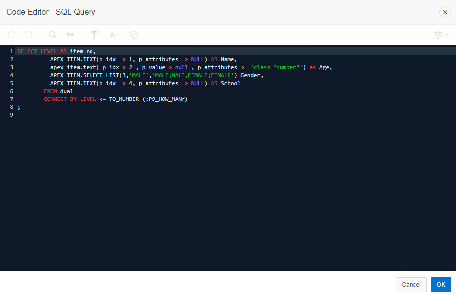 apex sql insert action