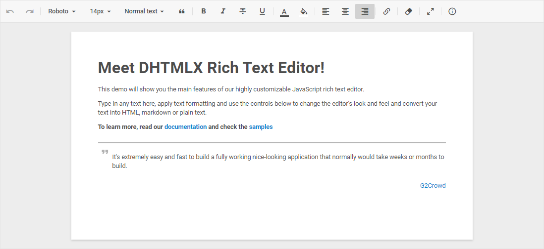 DHTMLX Rich Text Editor