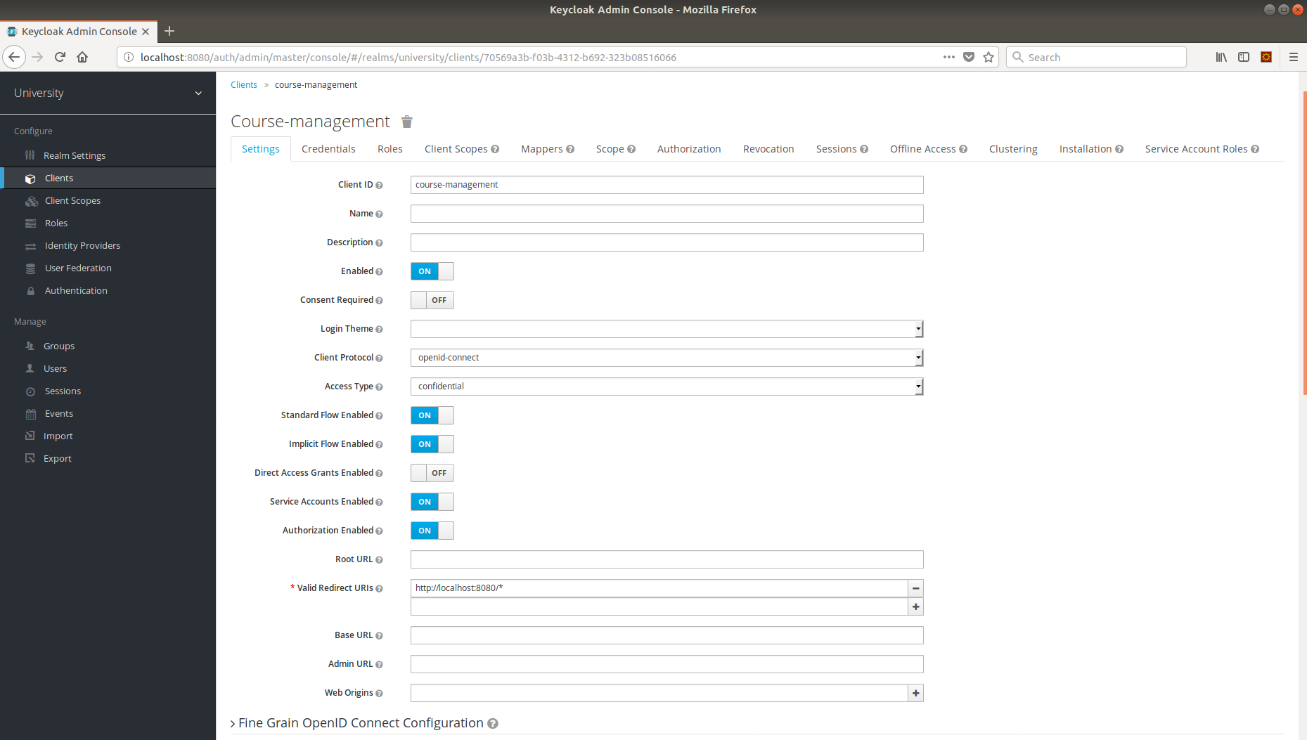 securing course-management client