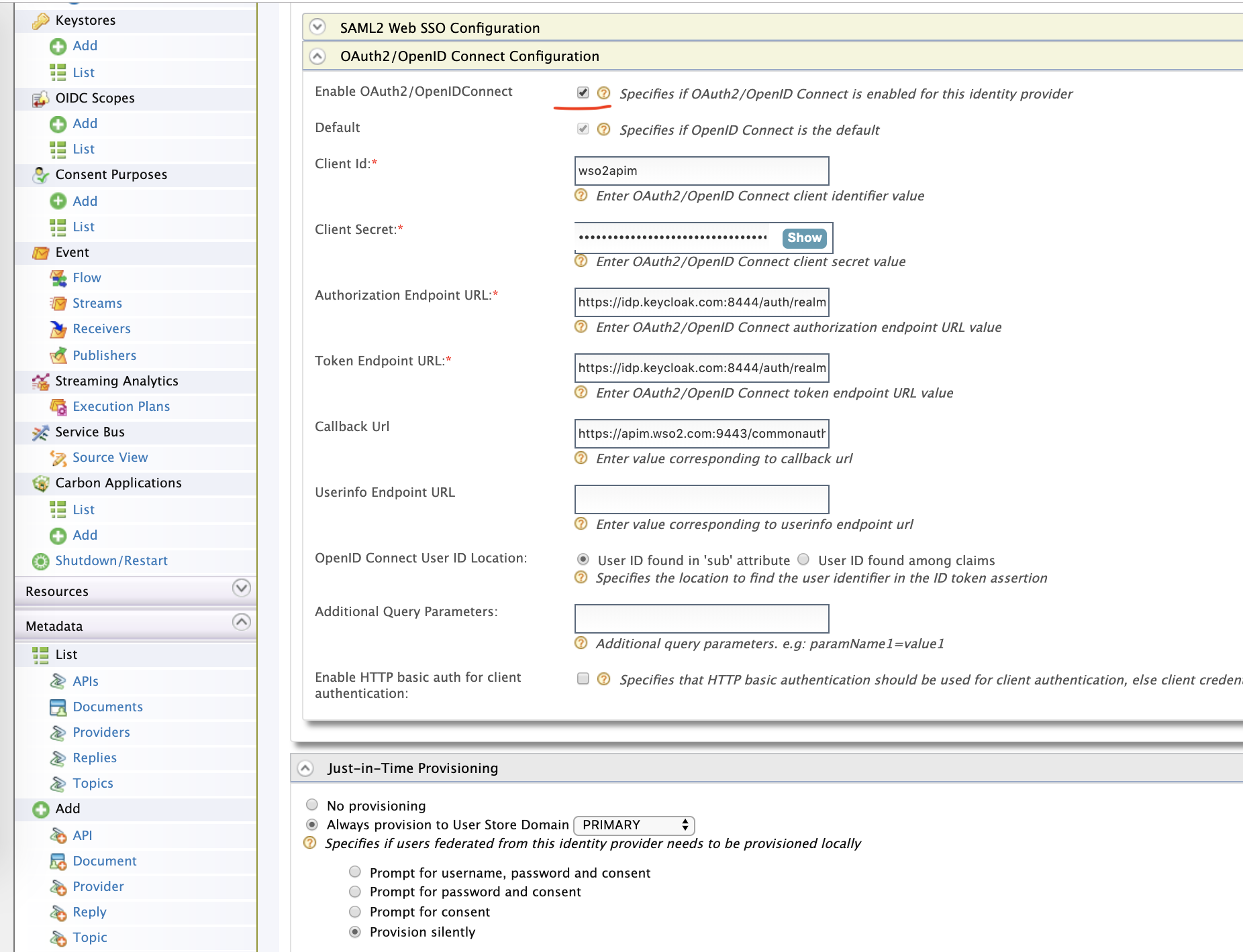 OpenID authenticator configuration