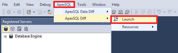 Fig.1 Launching ApexSQL Diff