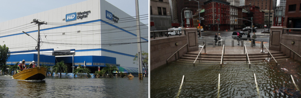 2011 Thailand (left) 2012 New York (right) floods