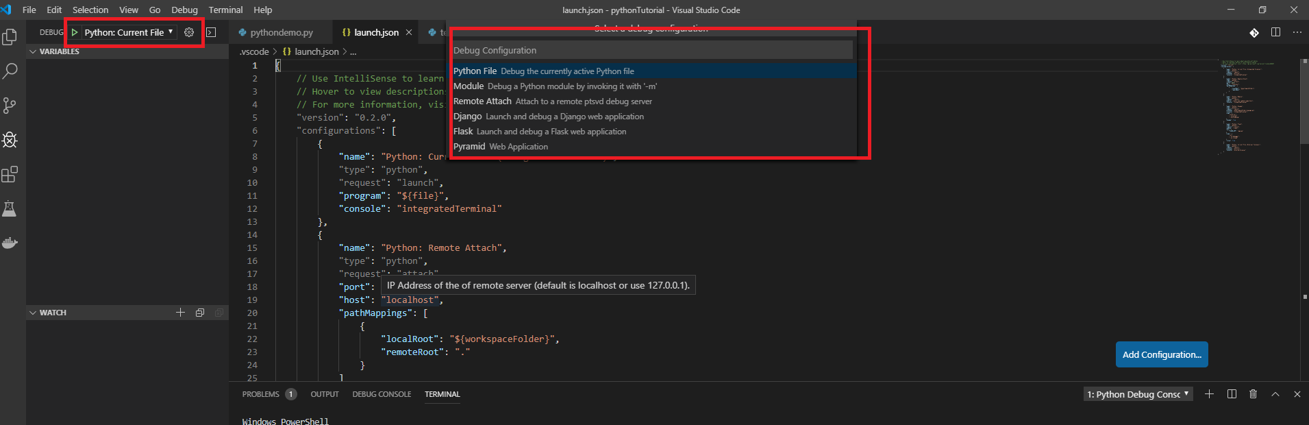 Configuring the debugger in VS Code