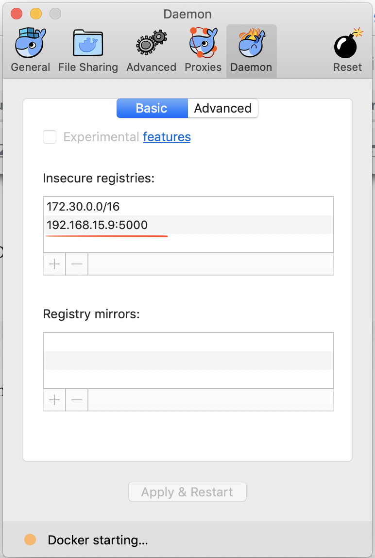 Adding insecure registry