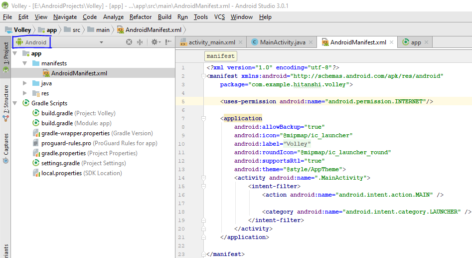 AndroidMinfest.xml file AndroidMinfest.xml file