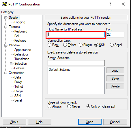 Login with Putty