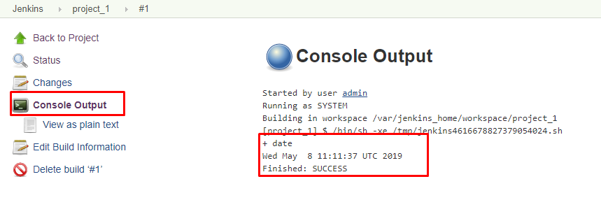 Console output