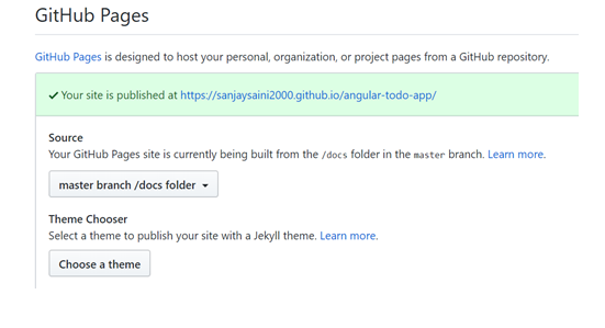 Docs folder on GitHub Pages