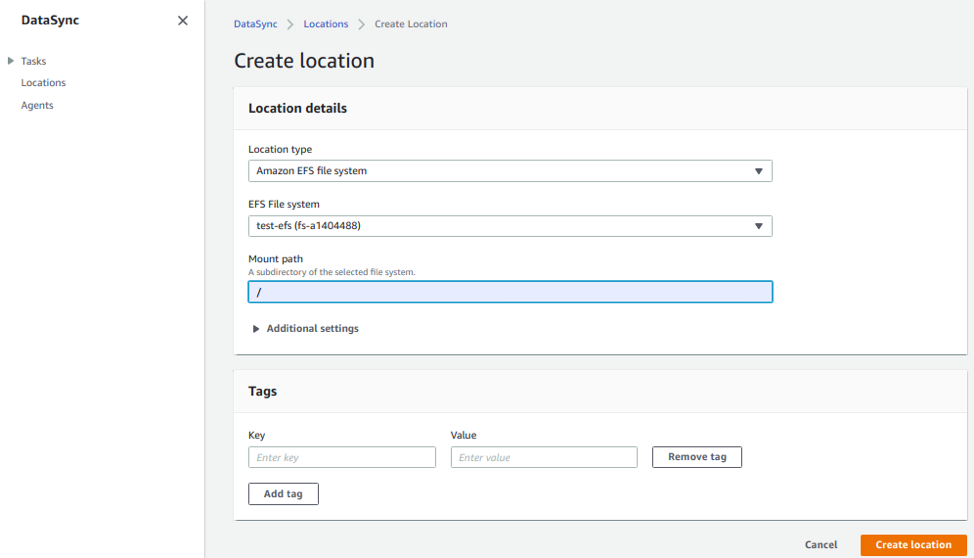 Create destination location