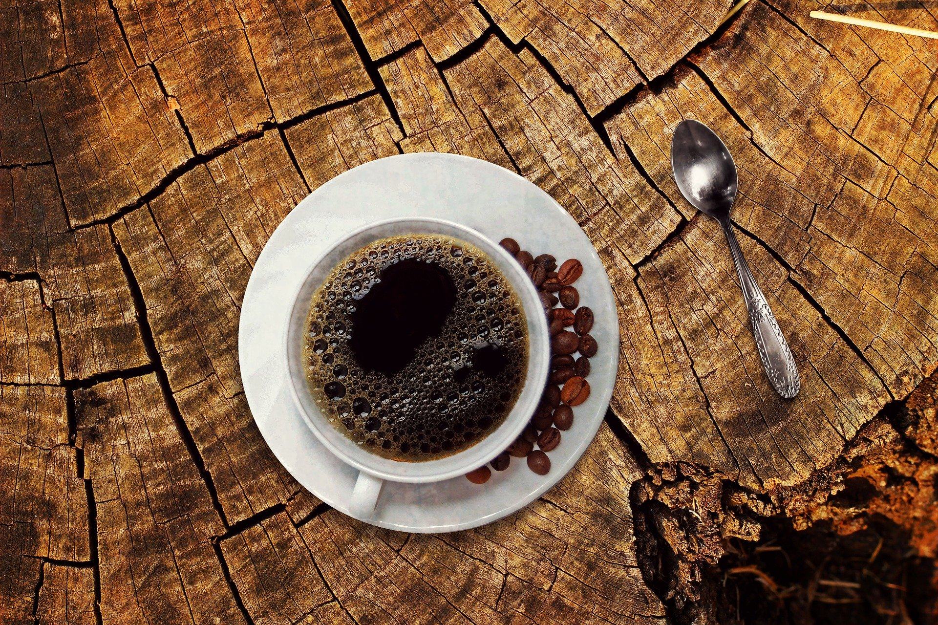 Coffee cup and coffee beans