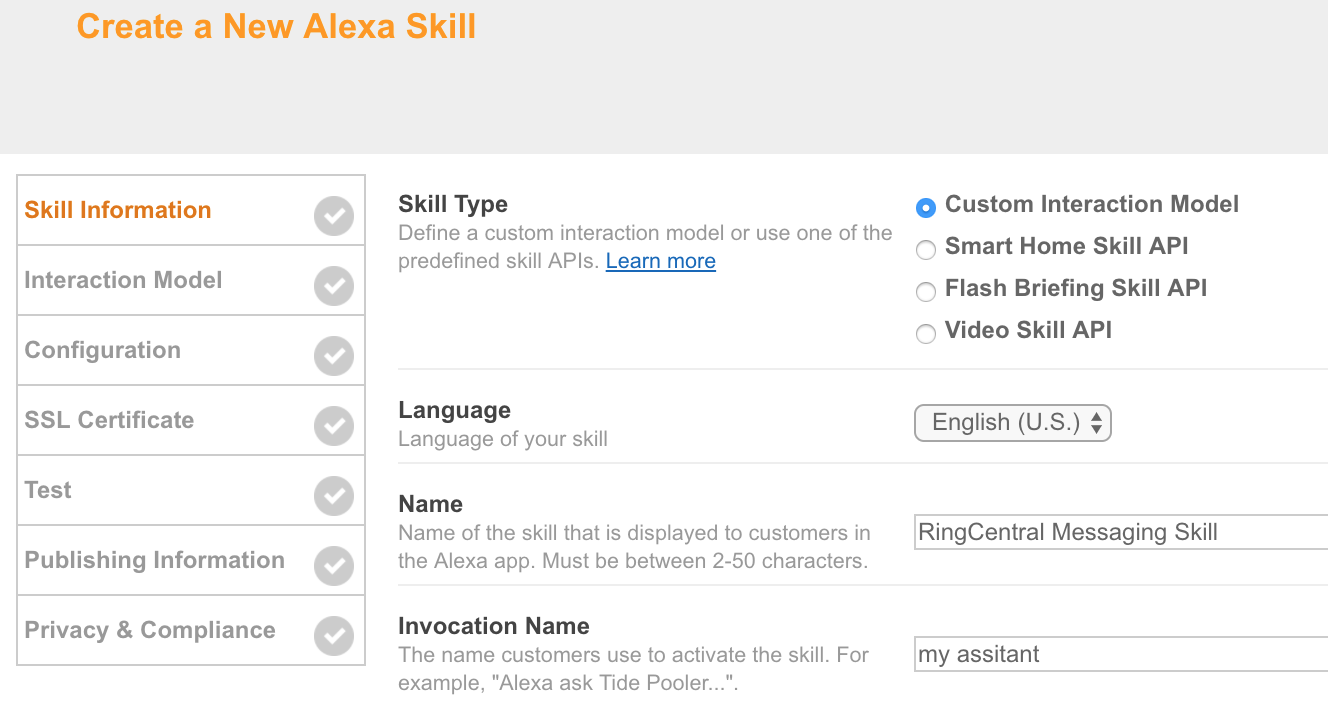 Creating a new Alexa skill