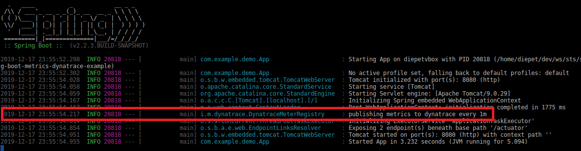Dynatrace enabled message