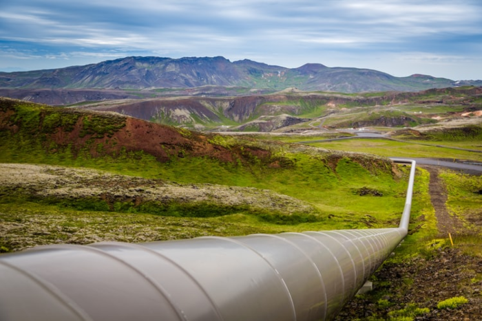 pipeline running across an open field