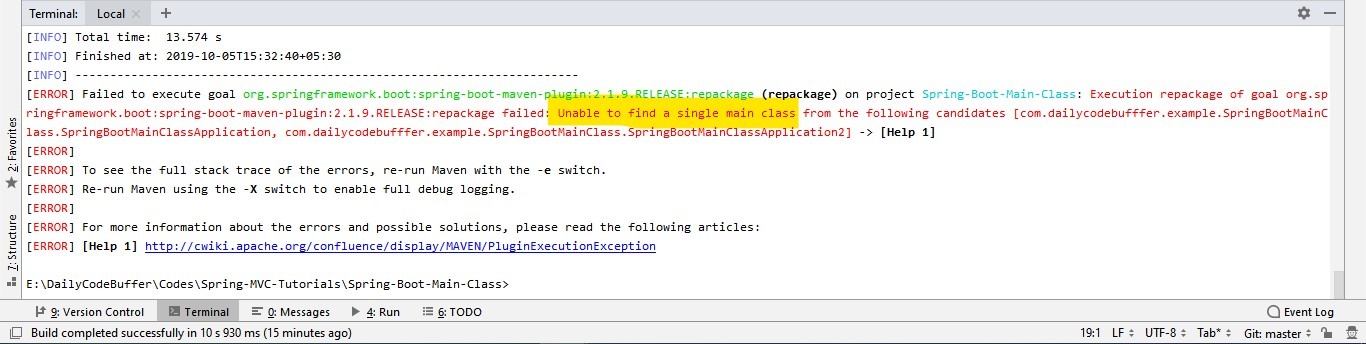 Java application throws exception
