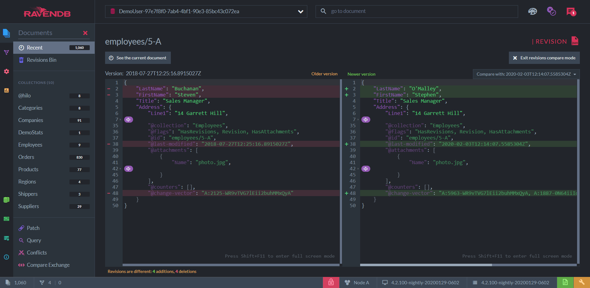 JSON document view