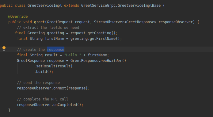 GreetService implementation