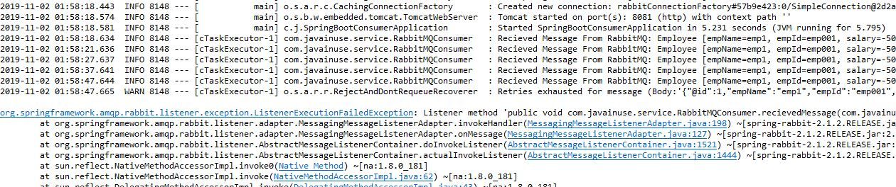 Spring Boot RabbitMQ Retry Example