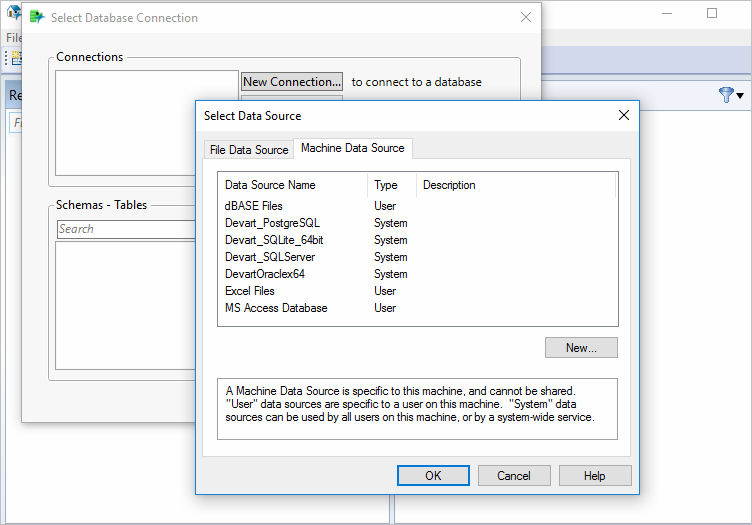 Switch to the Machine Data Source tab