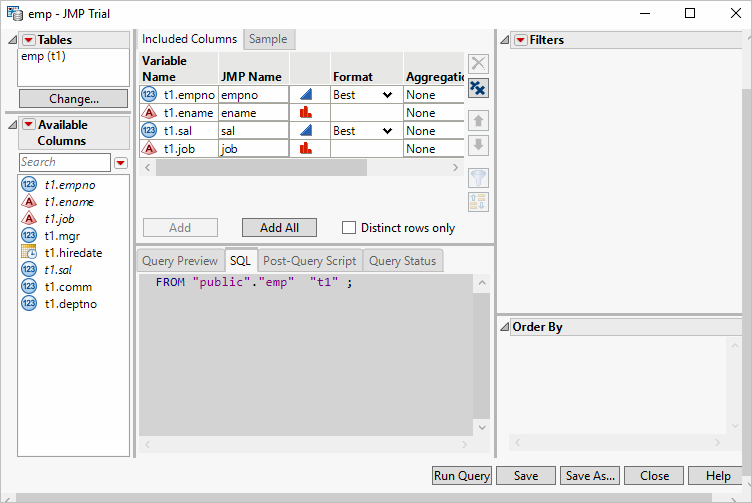 add the required columns to the SQL statement