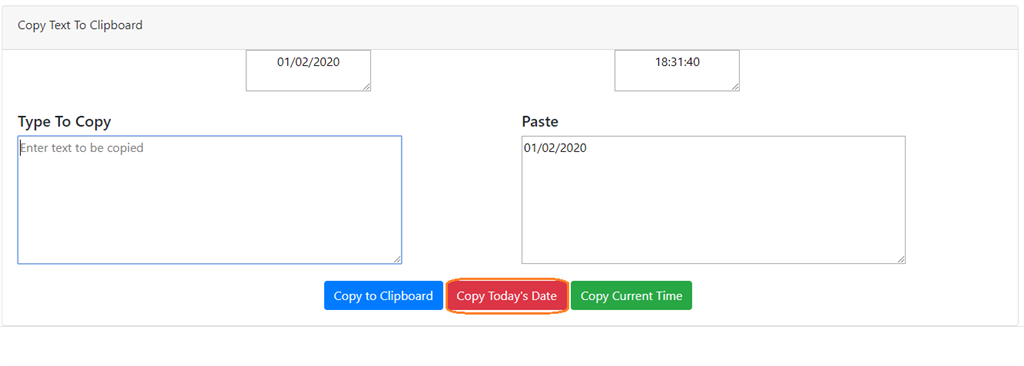 Copying current date to clipboard