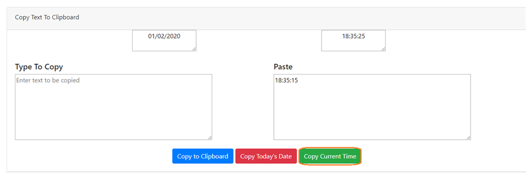 Copying current time to clipboard