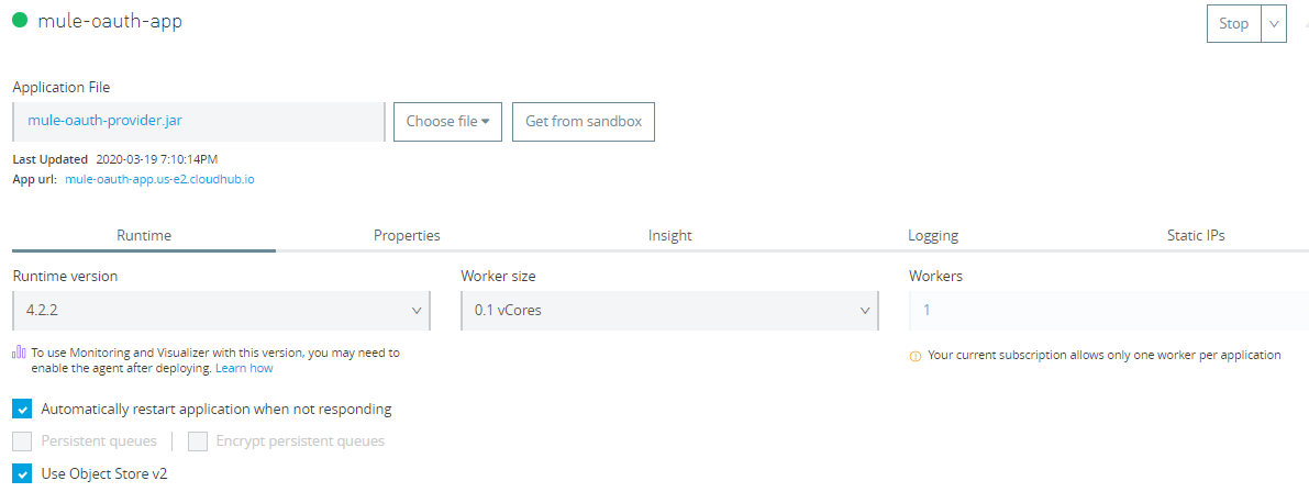 Deploying application to CloudHub Runtime Manager