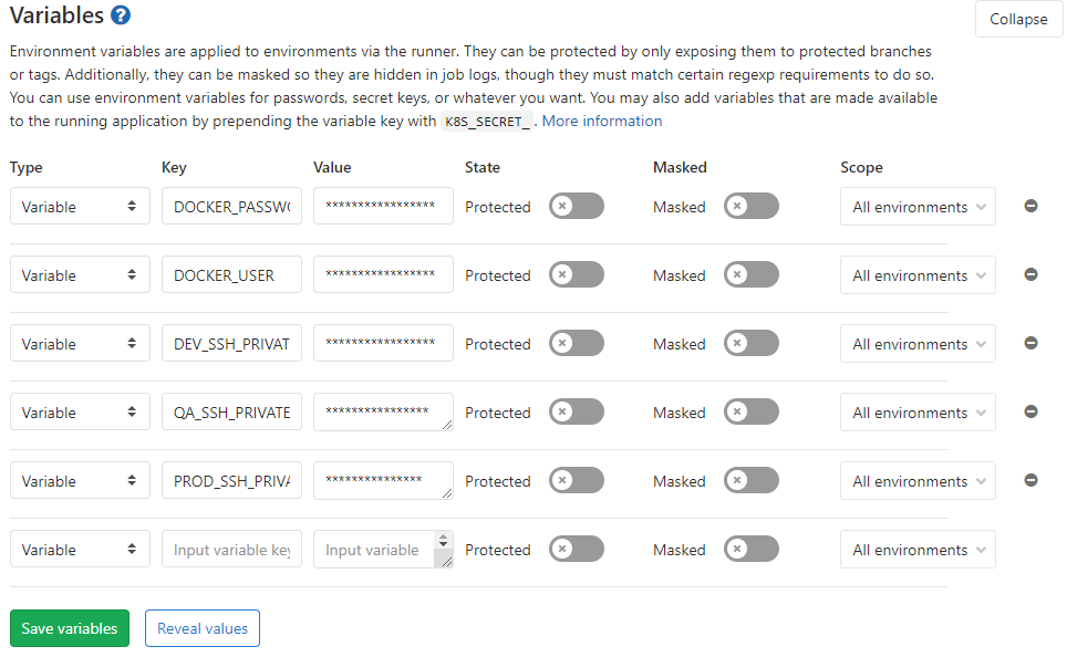 Github variables