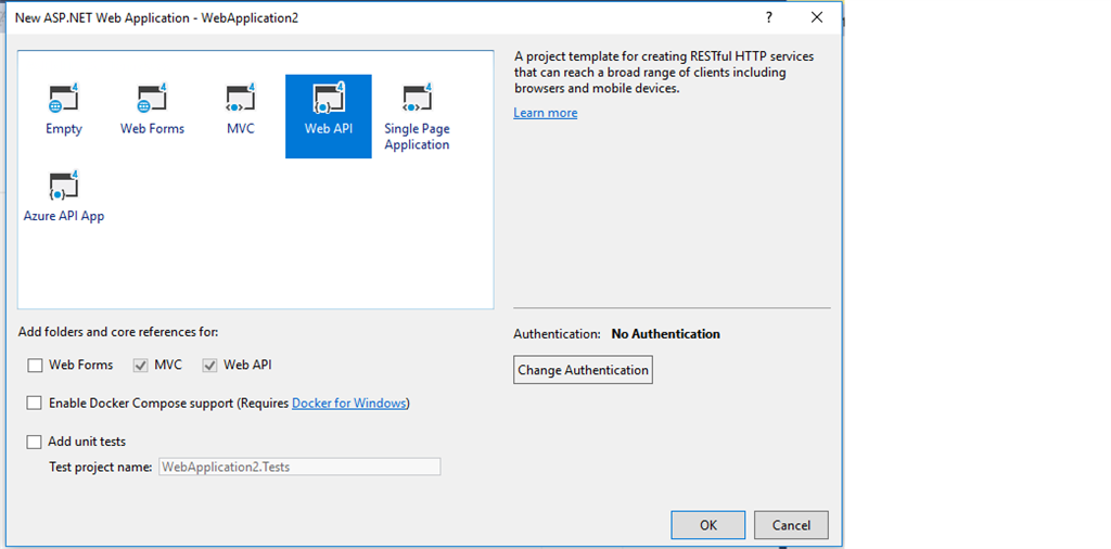 Adding Web API to project