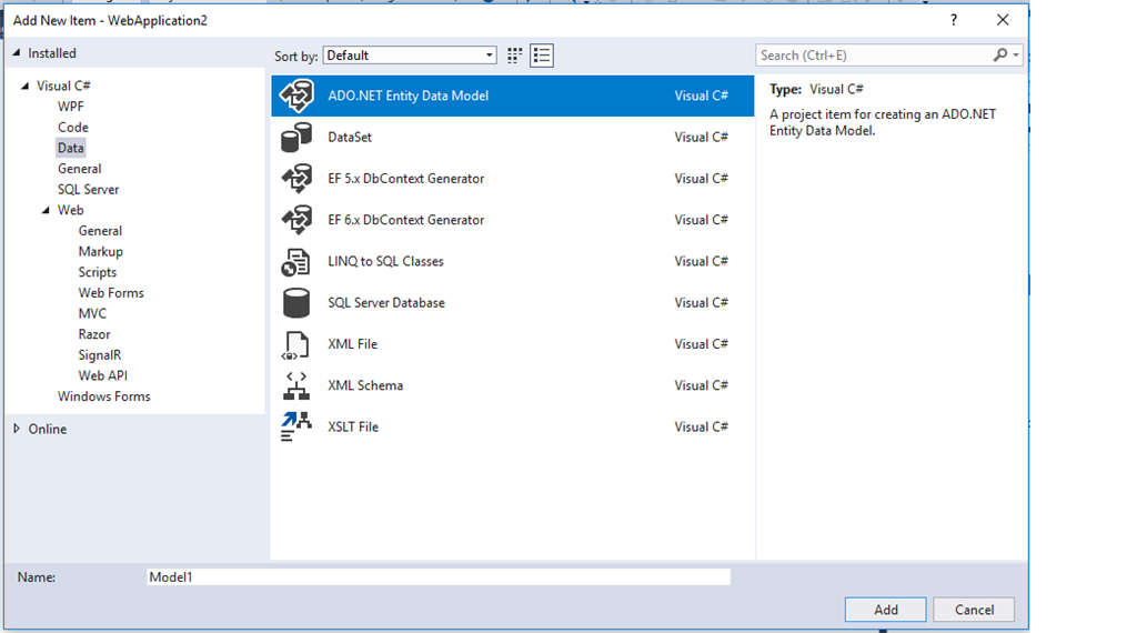 Adding data entity model