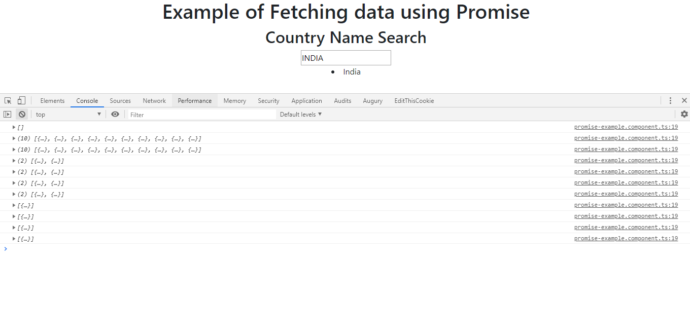 Fetching data using a Promise
