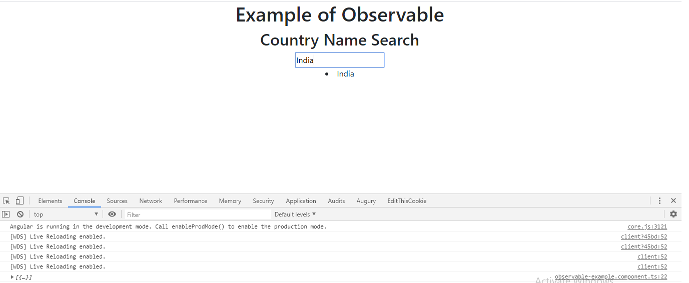 API request with Observable