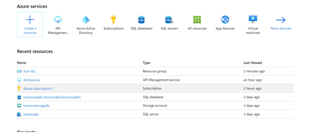 Azure Web portal