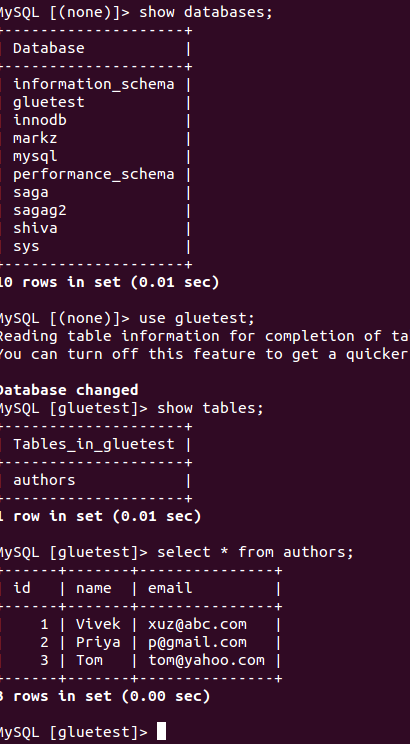 Creating tables