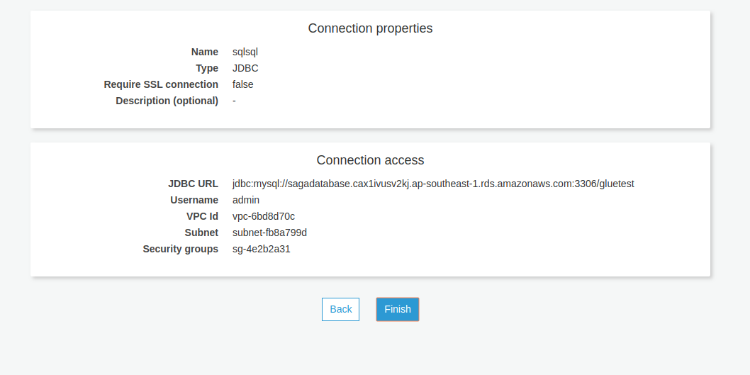 Adding connetion details for Redshift