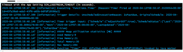 TimeTrigger log output