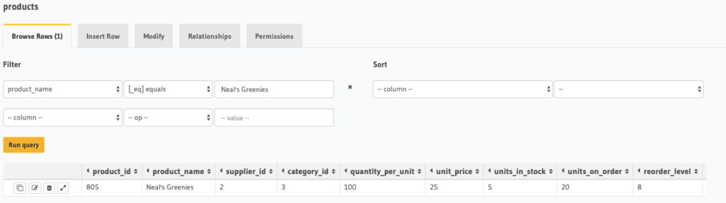 Checking query result