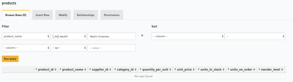 Delete query output