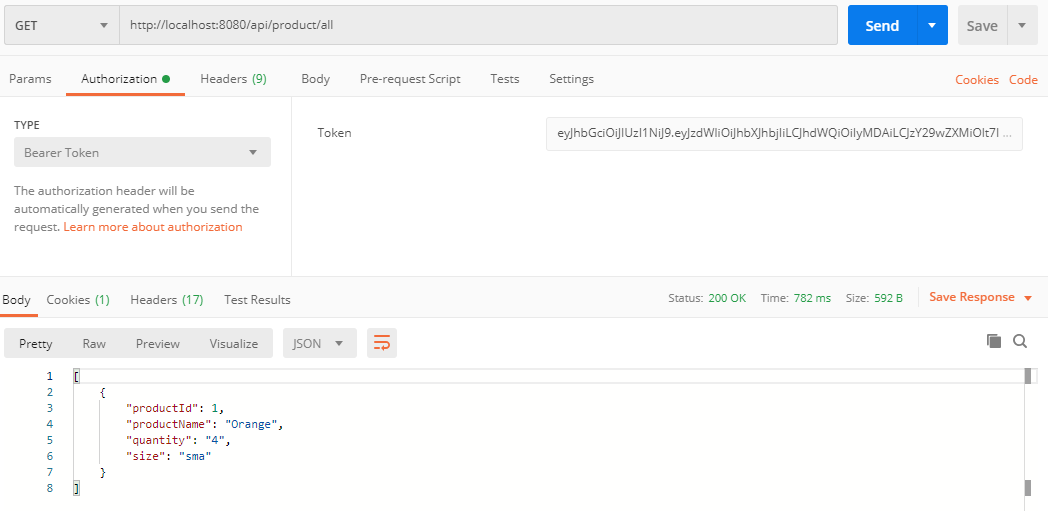 User authorization with Postman
