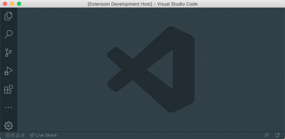 An animation showing the extension from the VSCode command palette.
