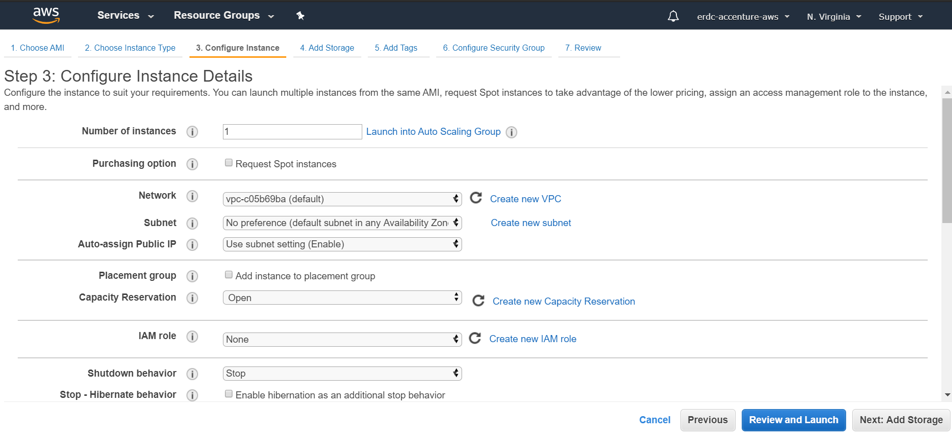 Configure Instance details