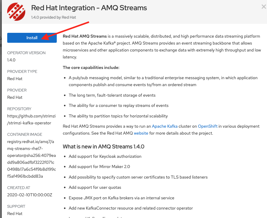 Install AMQ Streams Operator
