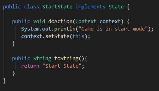 Concrete Subclass (StartState)