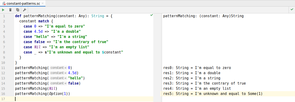 constant patter code example